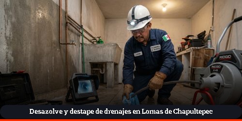 Inspección de tuberías con cámara de video y desazolve en Lomas de Chapultepec