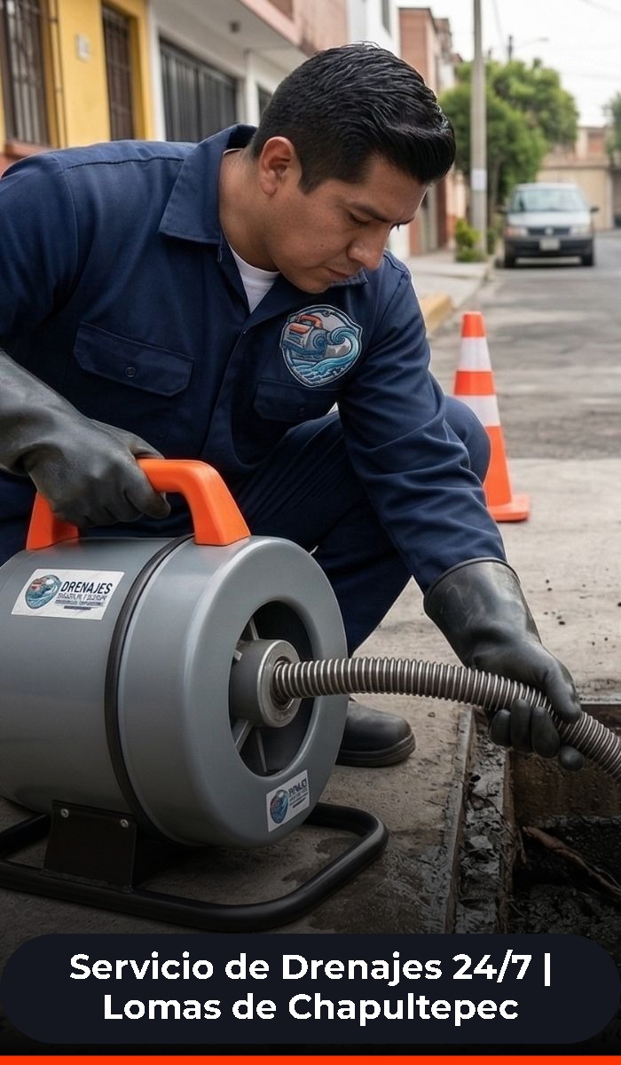 Servicio de desazolve en Lomas de Chapultepec con máquina eléctrica portátil