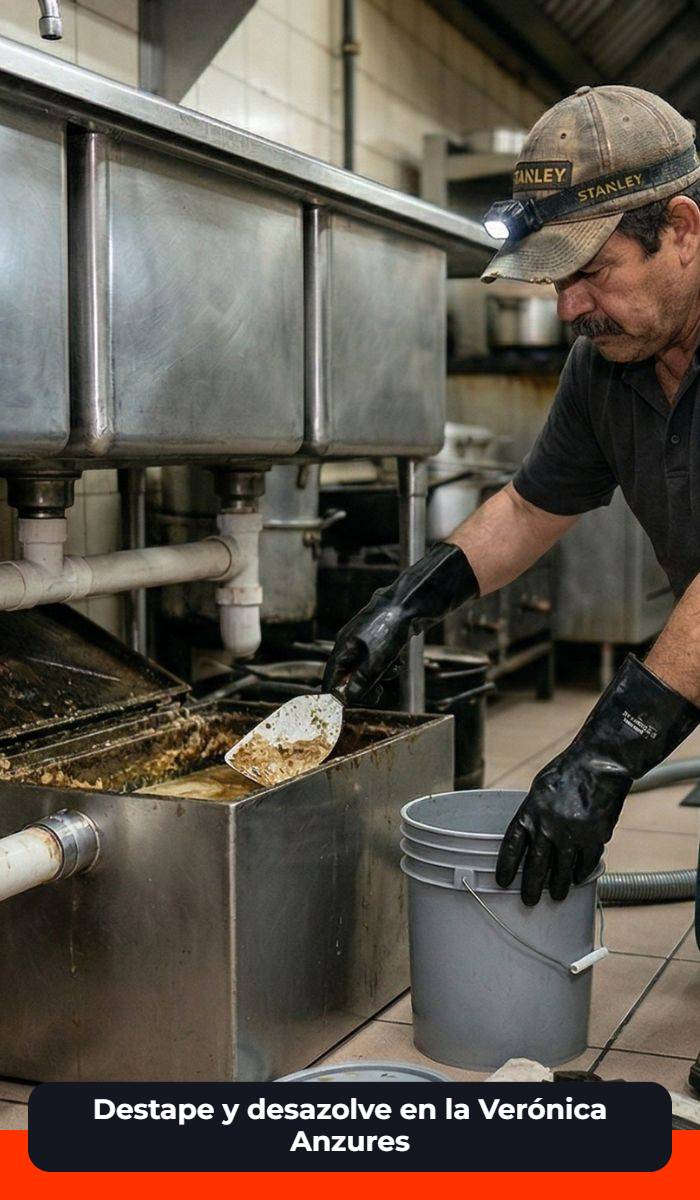 Desazolve de trampas de grasa en la veronica anzures