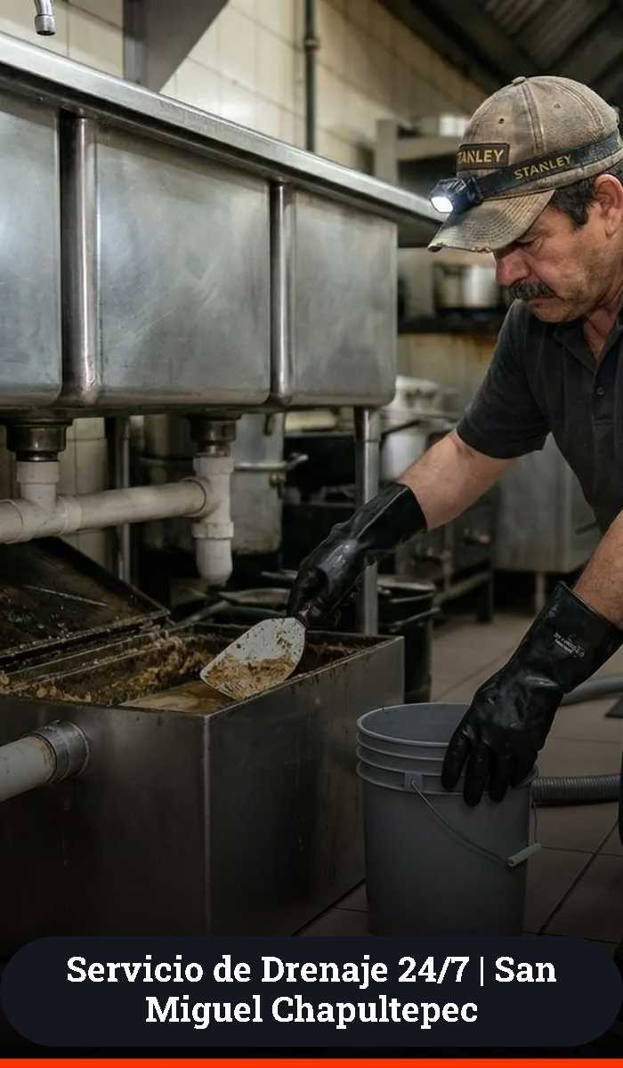 Desazolve de trampas de grasa en San Miguel Chapultepec